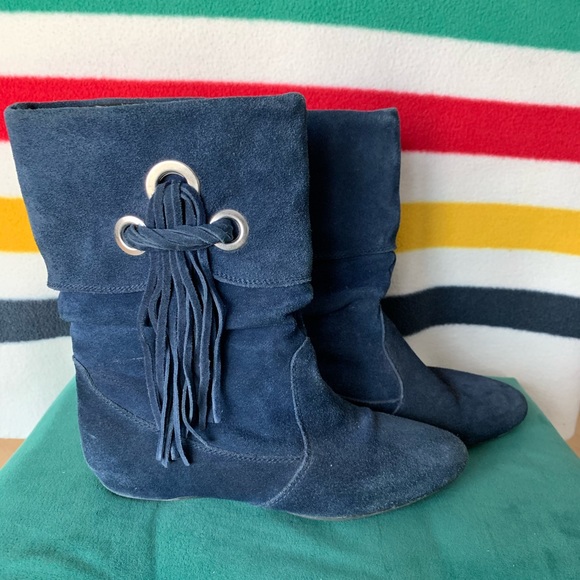 Kate & Mel Shoes - Kate & Mel Navy Suede Boots